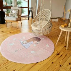 Дитячий безворсовий килим-мат Дівчинка, В наявності, 150x150, Круглий, 11 мм