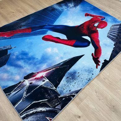 Яскравий дитячий килим Spiderman для хлопчика, теплий паласик на підлогу з антиковзким силіконовим покриттям.