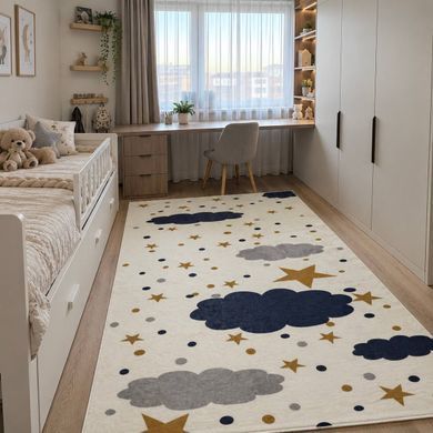 Детский ковер с облаками и звездами Soft Comfort &laquo;Звездные облака&raquo; светлый