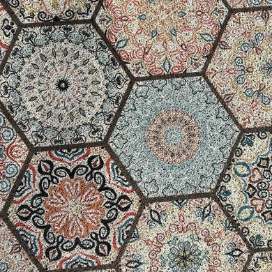 Коврик в коридор возле входной двери, водоотталкивающий, из ПВХ, 7 мм,  Moroccan red ornament