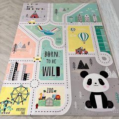 Дитячий безворсовий килим-мат Панда дороги