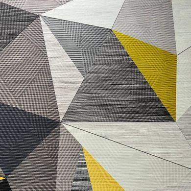 Килим на підлогу геометричний сіро-жовтий Nordic Prism Yellow у вітальню, спальню