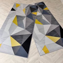 Приліжковий безворсовий килим Жовтий, 80x160 cм, 7 мм