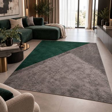 Безворсовий дизайнерський килим TBD Premium Green &mdash; сіро-зелений геометричний
