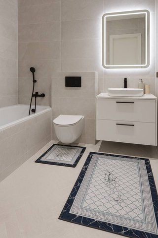 Комплект килимів для ванної СІРИЙ ТЕМНИЙ50x80 + 60x100 см
