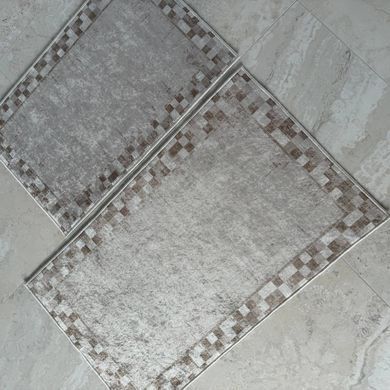 Комплект килимків для ванної 60&times;100 + 60&times;80 см, бежевий клітинка