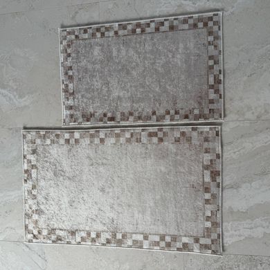 Комплект килимків для ванної 60&times;100 + 60&times;80 см, бежевий клітинка