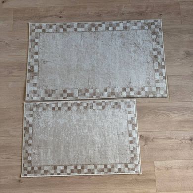 Комплект килимків для ванної 60&times;100 + 60&times;80 см, бежевий клітинка