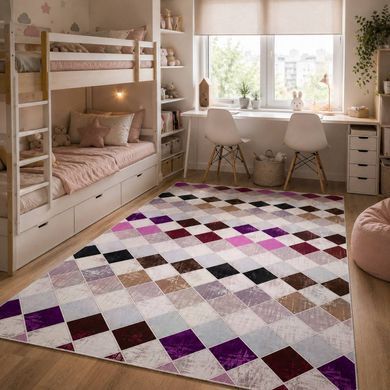 Фіолетовий безворсовий дитячий килим Diamond Purple 160&times;230 см