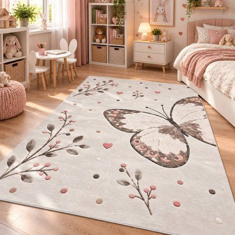 Дитячий килим Bamboo Premium &laquo;Пудровий метелик&raquo; 3D