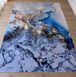Дизайнерський безворсовий килим &laquo;Blue Gold Marble&raquo; &mdash; блакитно-синій із золотистими акцентами