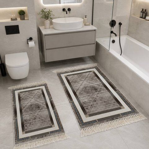 Комплект килимів для ванної 50х80 + 60x100 см з бахромою