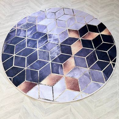 Безворсовый круглый ковер 3D Cubes