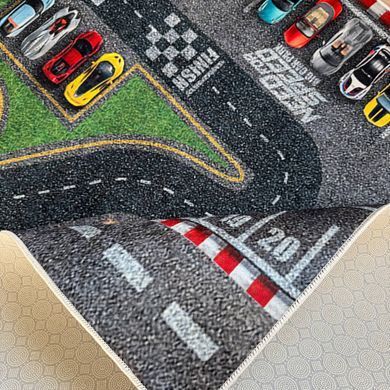 Дитячий килим Hot Wheels з гоночною трасою, машинками та літаком Soft Collection &laquo;Великий старт&raquo;