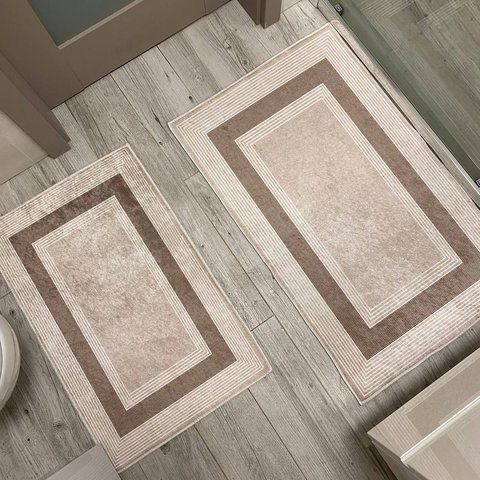Комплект килимів для ванної СИНІЙ  50x80 + 60x100 см
