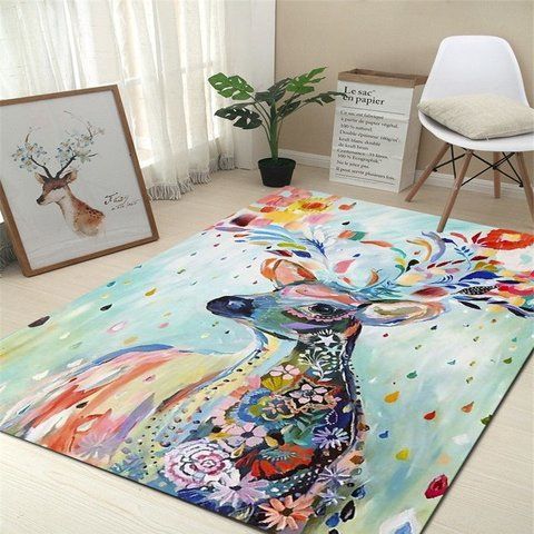 Дитячий безворсовий килим DEER WATERCOLOR
