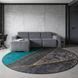 Круглый безворсовый ковер с геометрическим принтом Loft, бирюзово-серый