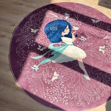 Круглий дитячий килим 150 см &laquo;Butterfly Fairy&raquo; у кімнату дівчинки