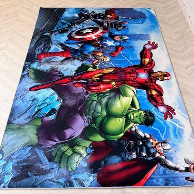 Детский ковер Marvel Avengers для мальчика в детскую комнату, теплый безворсовый ковер из мягкой микрофибры с антискользящей основой.