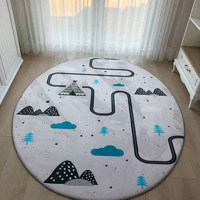 Круглий дитячий килим дорога 150 см &laquo;Mini Road&raquo; для хлопчика