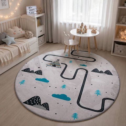 Круглий дитячий килим дорога 150 см &laquo;Mini Road&raquo; для хлопчика